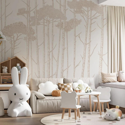 Linear Trees Wallpaper, Wallpaper Nursery, Nature Kids Wallpaper, Forest Child Wallpaper, Drawwing Art Wallpaper