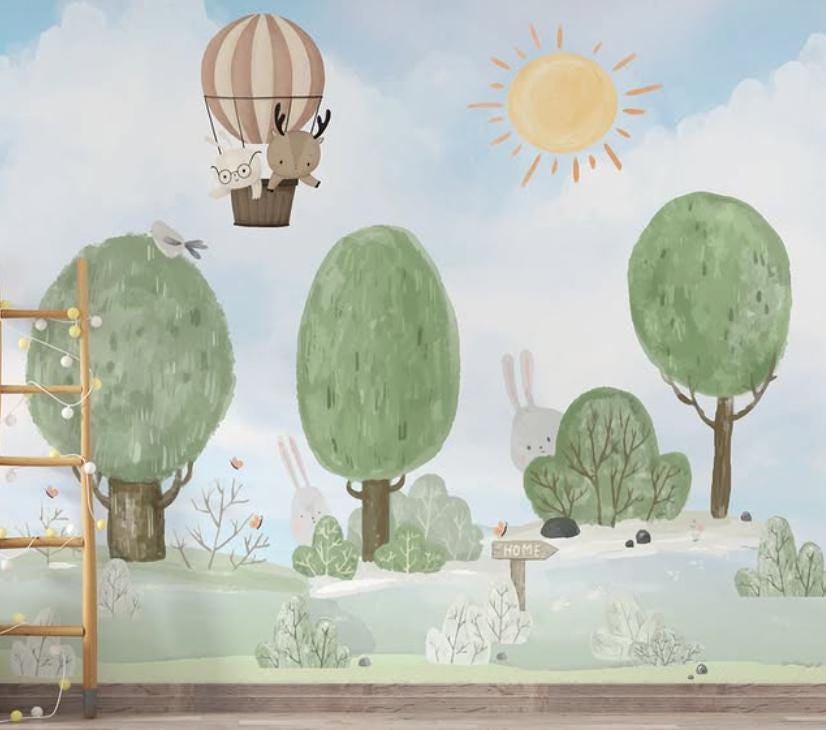 Forest of Player Friends Wallpaper Nursery, Nature Kids Wallpaper, Forest Child Wallpaper, Drawwing Art Wallpaper, Sunny Day Baby Wallpaper
