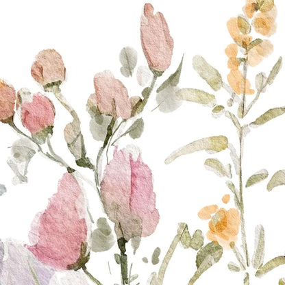 Watercolor Spring Flowers Nursery Wallpaper - Baby Girl Floral Mural