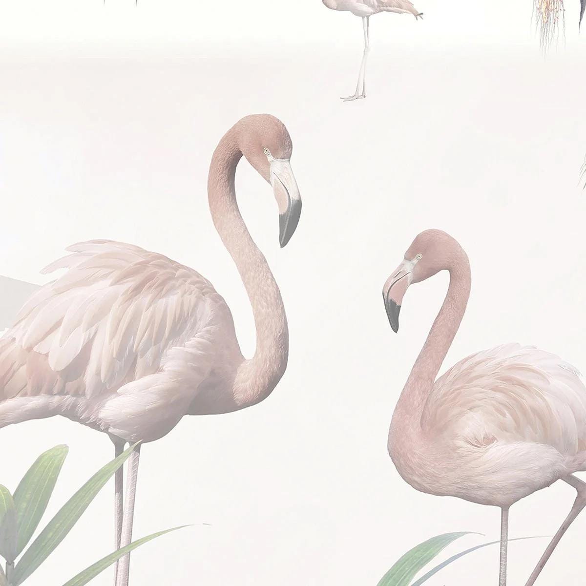 Flue Colorful Tropical Forest Kids Wallpaper, Flamingo Giraffe Zebra Elephant Wallpaper for Kidsroom, Tropical Jungle Wallpaper Nursery