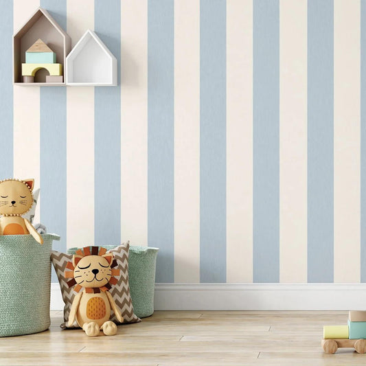 Blue Thick Lines Kidsroom Wallpaper, Watercolor Kid Mural, Wallpaper Nursery, School  Wallpaper, Blue Baby Room Wallpaper