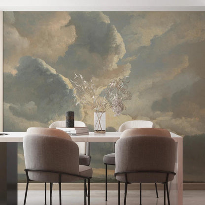 Oil Painting Style Clouds Wallpaper, Nature Art Wallpaper, Sky Wallpaper, Cloudy Nature Mural, Peel and Stick Wallpaper, Blue Wallpaper