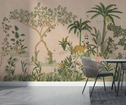 Tropical Forest & Animals Wall Mural | Exotic Rainforest Wallpaper