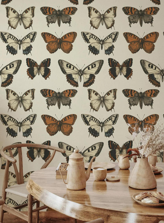 Butterfly Collection Wallpaper, Bohemian Wallpaper, Nature Wall Mural, Peel and Stick Wallpaper, Stylish Room Design, Tropical Wallpaper