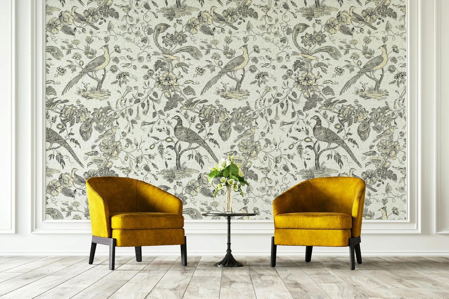 Bird Among The Eaten Trees Wallpaper, Bohemian Wallpaper, American Style Nature Mural, Peel and Stick Wallpaper, Tropical Wallpaper