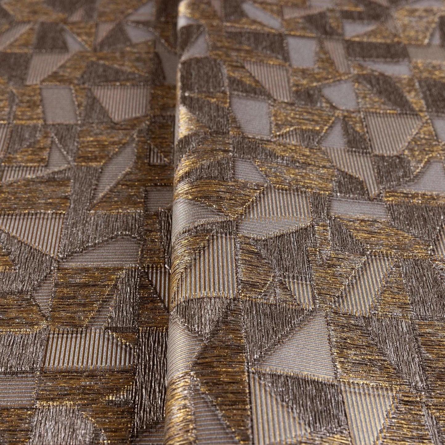 Luxurious Texture Brown With Gold Tone Embossed Wallpaper, Abstract Geometric Pattern Wall Mural, Modern Elegant Secret Shine Wallpaper