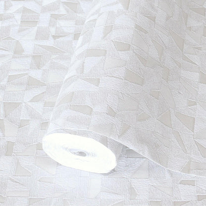 Luxurious Texture Light Beige Embossed Wallpaper with Abstract Geometric Pattern, Elegant Secret Shine Wallpaper, Elegant Modern Wallpaper